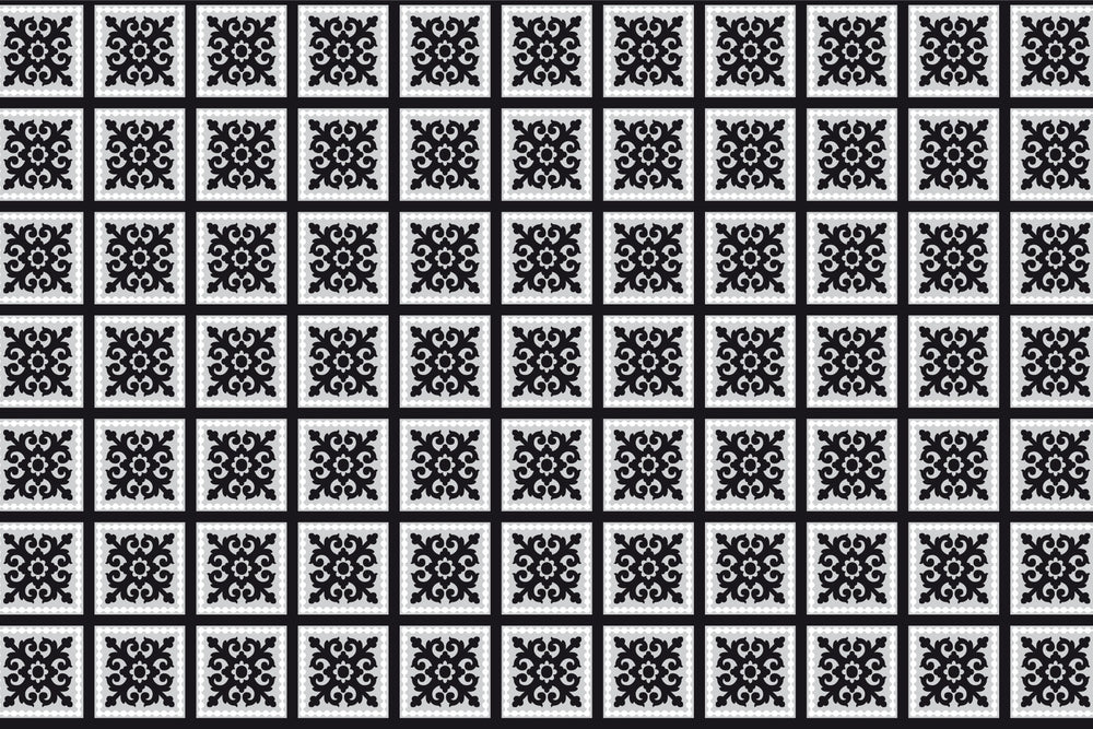 Tapis vinyl CARREAU DE CIMENT NOIR -  - MurMurCréation 