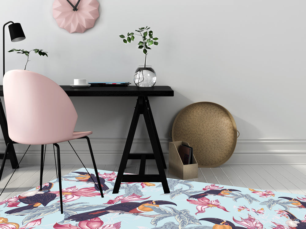 Tapis vinyl TOUCANS ROSES -  - MurMurCréation 