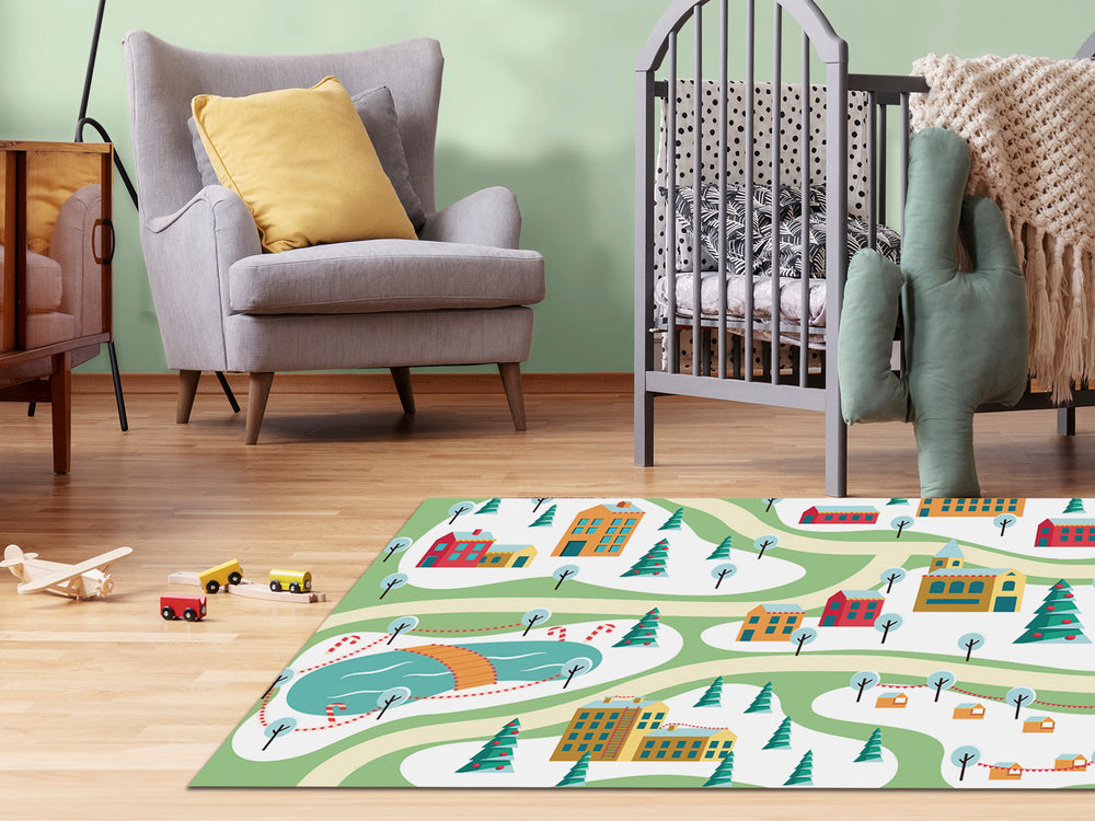 Tapis vinyl enfant CIRCUIT A LA CAMPAGNE -  - MurMurCréation 